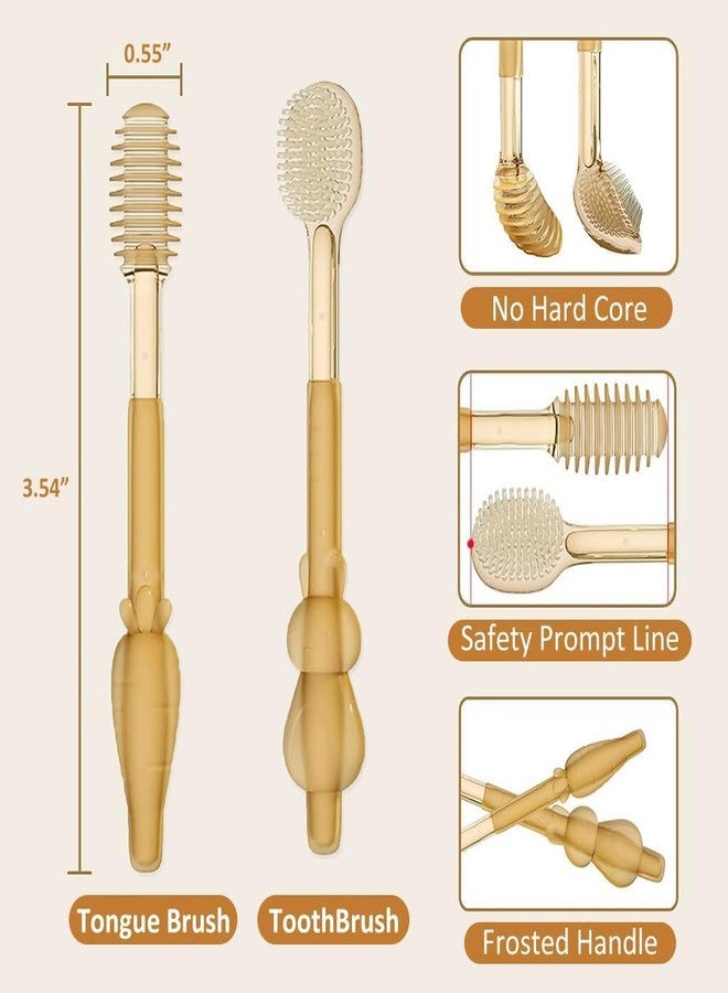 MFORALL Oral Cleaning Brush 2 In 1 Toothbrush Tongue Brush Bpa Free Soft Silicone Bristle Oral Care Toothbrush For Baby 6 Month To 24 Months (Pack of 1) - Image 2